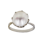 Δαχτυλίδι λευκόχρυσο 14Κ με μαργαριτάρι - MRD2035