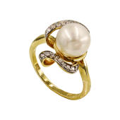 Δαχτυλίδι χρυσό 14Κ με μαργαριτάρι & ζιργκόν - MRD51407