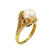 Δαχτυλίδι χρυσό 14Κ με μαργαριτάρι & ζιργκόν - MRD51501