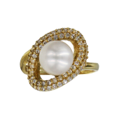 Δαχτυλίδι χρυσό 14Κ με μαργαριτάρι & ζιργκόν - MRD51645