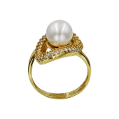 Δαχτυλίδι χρυσό 14Κ με μαργαριτάρι & ζιργκόν - MRD51645
