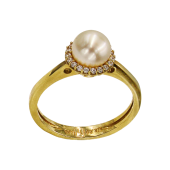 Δαχτυλίδι χρυσό 14Κ με μαργαριτάρι & ζιργκόν - MRD52202