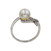 Δαχτυλίδι λευκόχρυσο 14Κ με μαργαριτάρι & ζιργκόν - MRD793L