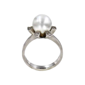 Δαχτυλίδι λευκόχρυσο 18Κ με μαργαριτάρι & διαμάντια - MRDB2206