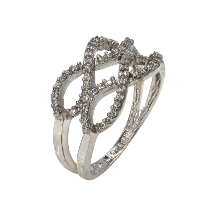 Δαχτυλίδι λευκόχρυσο με ζιργκόν πέτρες 14Κ - D41544