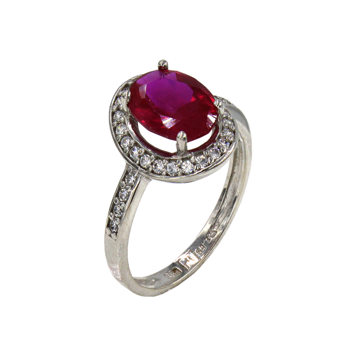 Δαχτυλίδι ροζέτα λευκόχρυσο με ζιργκόν πέτρες 14Κ - D41633