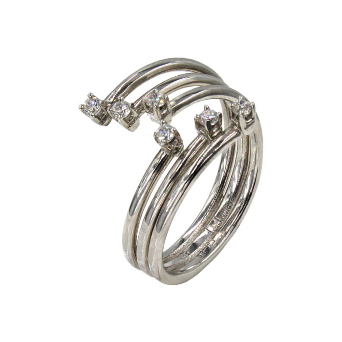 Δαχτυλίδι λευκόχρυσο με ζιργκόν πέτρες 14Κ - D4804