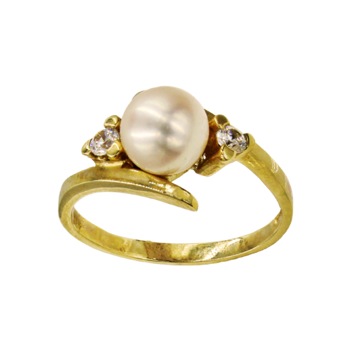 Δαχτυλίδι χρυσό 14Κ με μαργαριτάρι & ζιργκόν - MRD1006