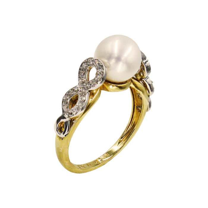 Δαχτυλίδι χρυσό 14Κ με μαργαριτάρι & ζιργκόν - MRD5968