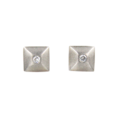Σκουλαρίκια λευκόχρυσα 14Κ με ζιργκόν πέτρες - S1094