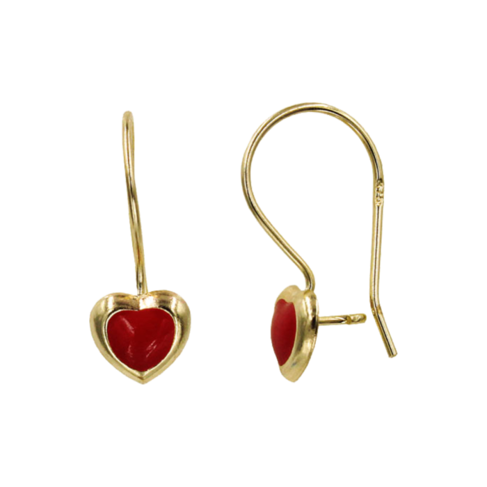 Παιδικά σκουλαρίκια κρεμαστά καρδιές χρυσά 9Κ - PSK1076