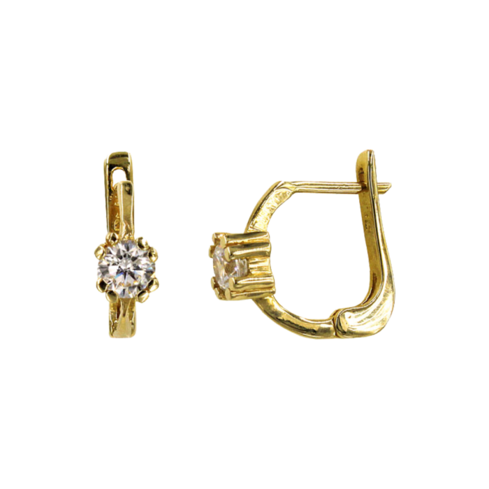 Σκουλαρίκια κρεμαστά χρυσά 14Κ με ζιργκόν πέτρες - S1072