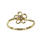 Δαχτυλίδι Λουλούδι Χρυσό Με Ζιργκόν Πέτρες 14Κ - D2180