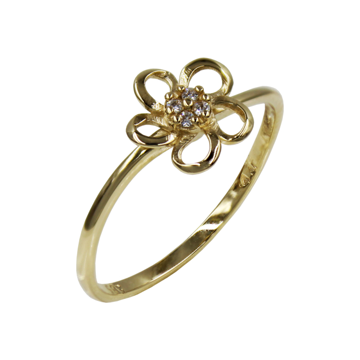 Δαχτυλίδι Λουλούδι Χρυσό Με Ζιργκόν Πέτρες 14Κ - D2180