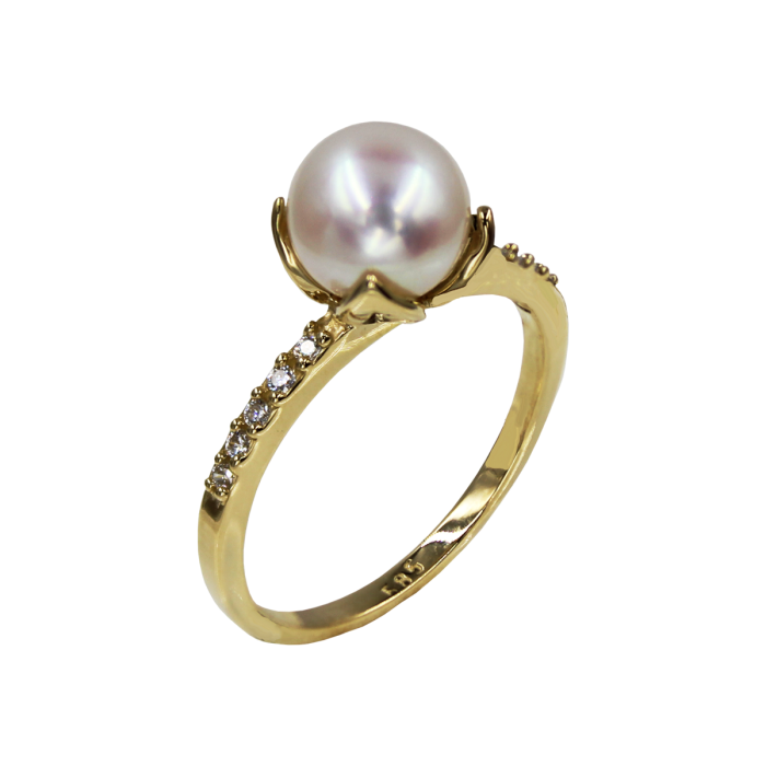 Δαχτυλίδι Χρυσό 14Κ Με Μαργαριτάρι & Ζιργκόν - MRD2048