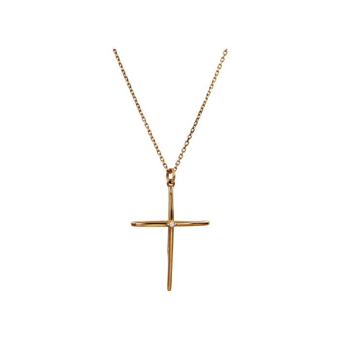 Σταυρός Με Αλυσίδα Ροζ Χρυσό 14Κ - ST1601