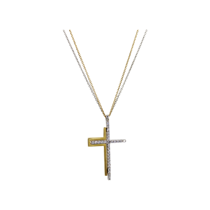Σταυρός Με Αλυσίδα Δίχρωμος Χρυσός 14Κ - ST1603