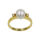 Δαχτυλίδι χρυσό 14Κ με μαργαριτάρι ζιργκόν - MRD690