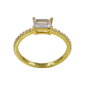 Μονόπετρο Δαχτυλίδι Ασημένιο Baguette No55 - SLV1093
