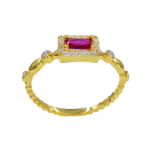 Δαχτυλίδι Ασημένιο Red Baguette No53 - SLV1094