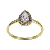 Δαχτυλίδι Δάκρυ Χρυσό Με Ζιργκόν Πέτρες 14Κ - D1112