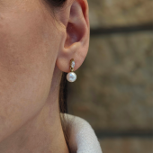 Σκουλαρίκια κρεμαστά χρυσά 9Κ με μαργαριτάρι & ζιργκόν - MRS1071