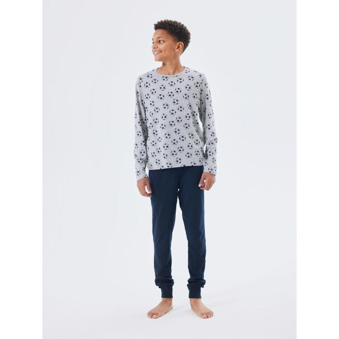 Πιτζάμα μακό αγόρι name it-13208839-Grey Melange-organic cotton