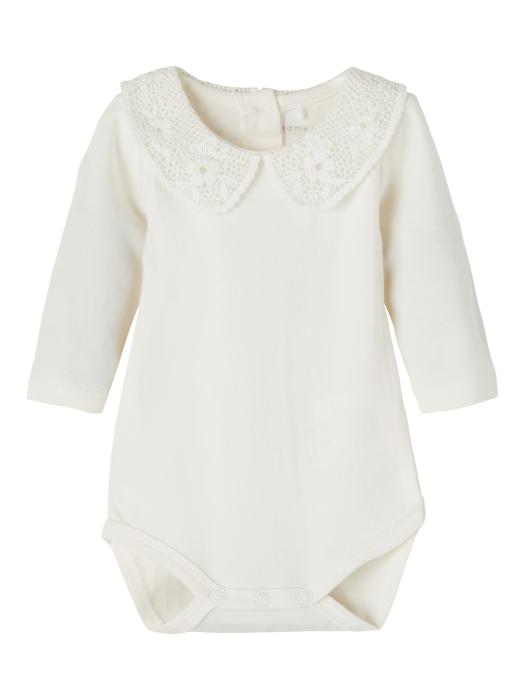 Φορμάκι με δαντέλα κορίτσι name it-13201240-White Alyssum-organic cotton