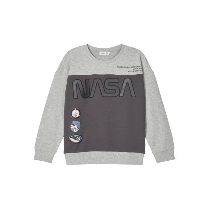 Μπλούζα αγόρι NASA Name it -13184756-grey melange- organic