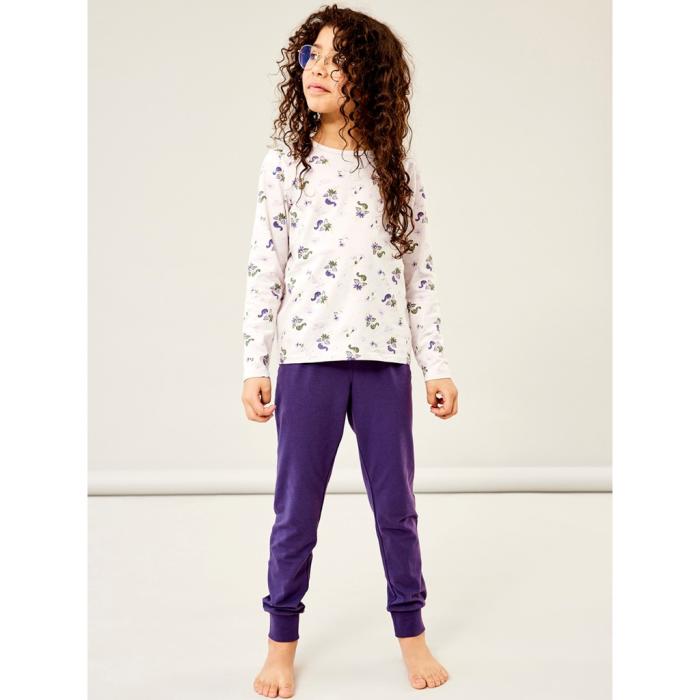 Πιτζάμα μακό κορίτσι name it-13206986-Gray Lilac-organic cotton