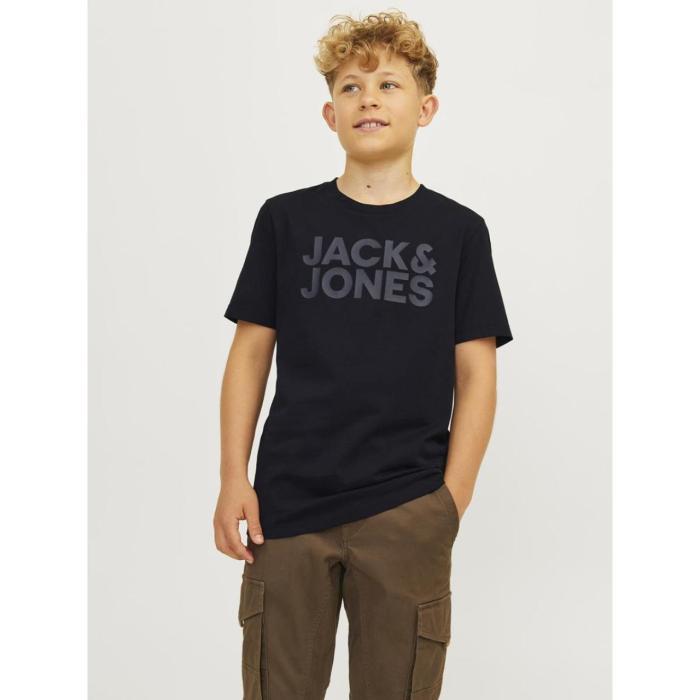 Μπλούζα μακό αγόρι JACK & JONES-12152730-Black-organic cotton