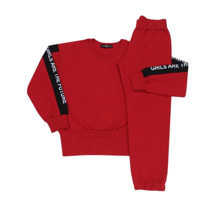 Σετ φόρμα φούτερ λεπτή κορίτσι Prod-6630198-Red