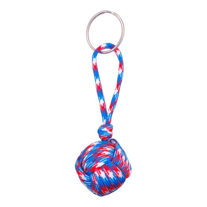 Μπρελόκ Μπάλα-MONKEY FIST-Light Blue-Red White-Paracord