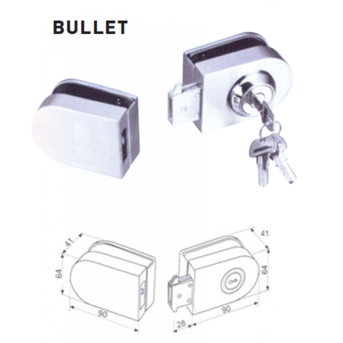 Bullet FS-011 Κλειδαριά Τζαμόπορτας με κλειδιά ασφαλείας