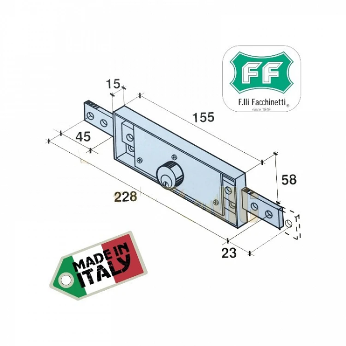 F.lli Facchinetti Κλειδαριά για Ρολά Γκαράζ F100F1000 Με Κλείδωμα στο Κέντρο