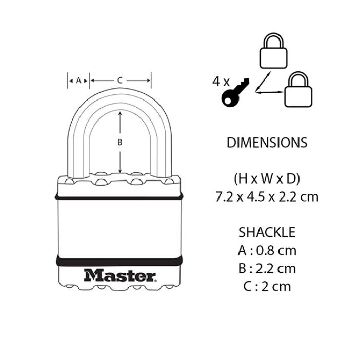 MasterLock Σετ 2 λουκέτων EXCELL υψίστης ασφαλείας 45mm με μπρούτζινο φινίρισμα