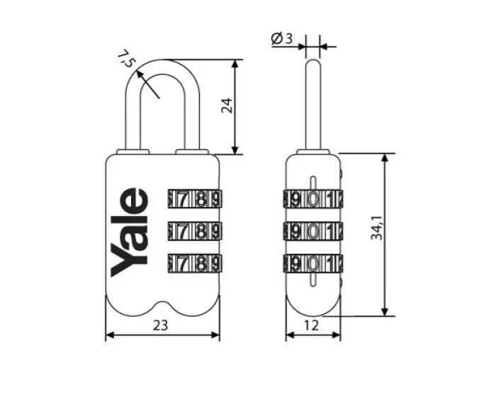 Yale Λουκέτο 23mm με Συνδυασμό