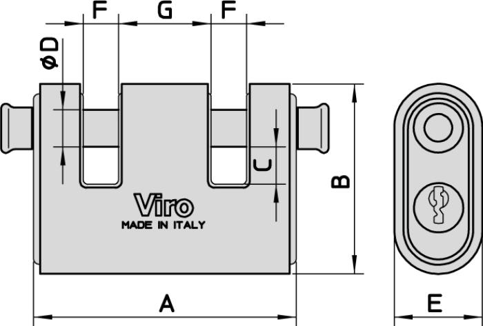 Viro Panzer Λουκέτο Τάκου Ατσάλινο Διπλό Κατάλληλο για Κρίκους