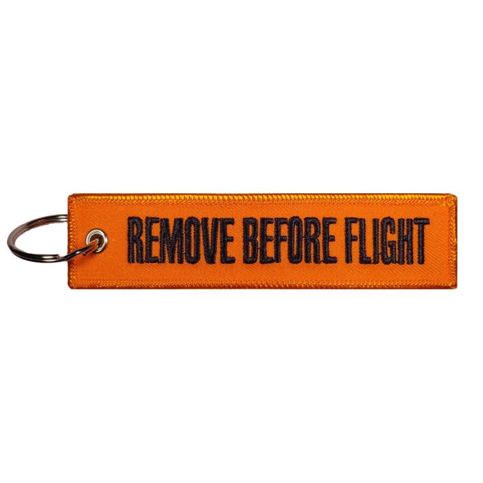 Μπρελόκ υφασμάτινο με κεντητό λογότυπο REMOVE BEFORE FLIGHT LIGHT ORANGE