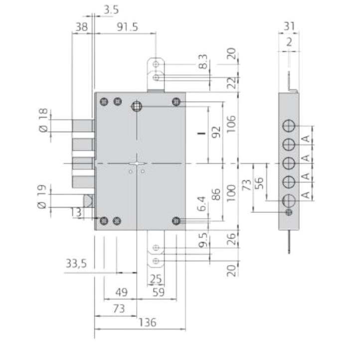 CISA B7665 73mm Κλειδαριά Θωρακισμένης Πόρτας με Κλειδί Χρηματοκιβωτίου