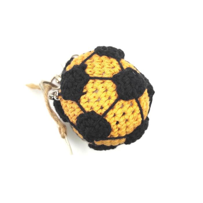 Χειροποίητο Πλεκτό Μπρελόκ Σε Σχήμα Μπάλας Κίτρινο-Μαύρο