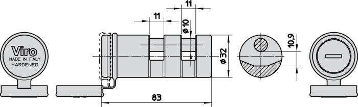 Viro ΤΟΤΕΜ Λουκέτο Κυλινδρικό από Επισκληρυμένο Ατσάλι