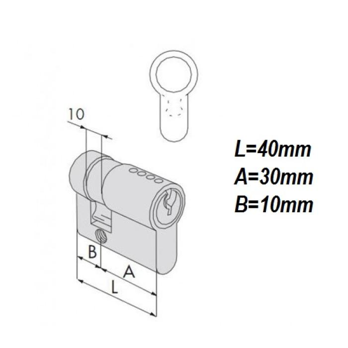 Cisa Κύλινδρος Μισός 08030-02 | L40=30-10