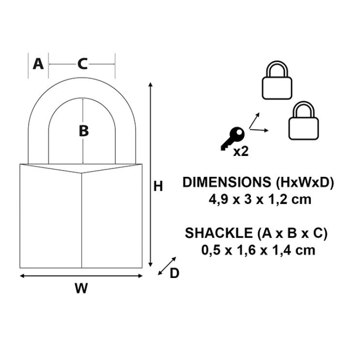 MasterLock ΣΕΤ 2 Λουκέτα Μπρούτζινα 30mm με Ίδιο Κλειδί