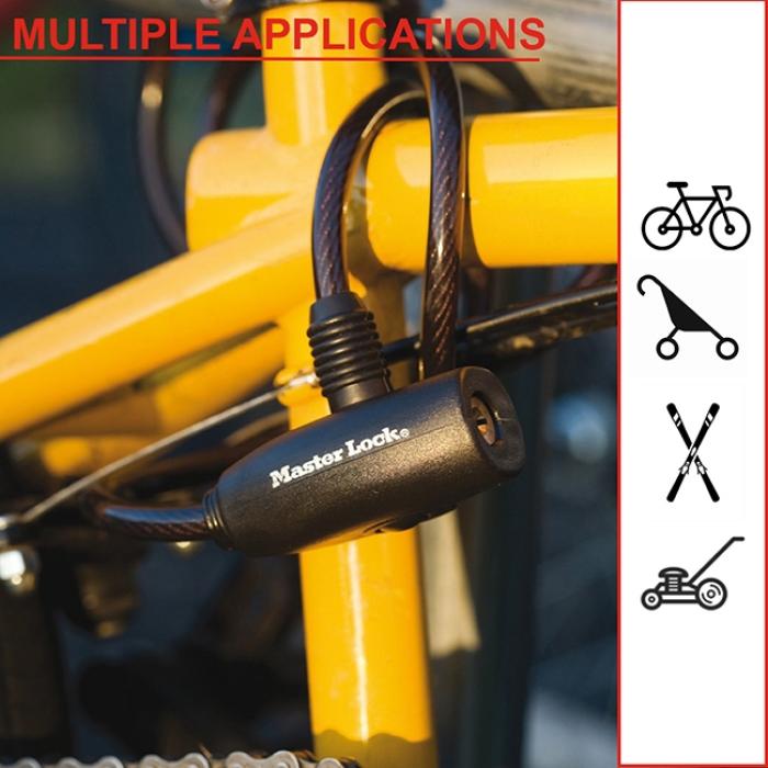 MasterLock Κλειδαριά ποδηλάτου συρματόσχοινο 180cm μαύρο