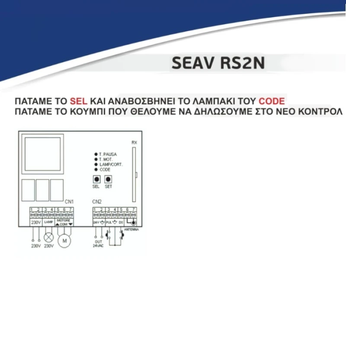 Seav Be Happy RH2 Τηλεχειριστήριο Γκαραζόπορτας Κυλιόμενης Συχνότητας