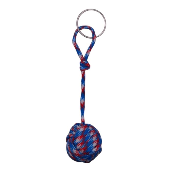 Μπρελόκ Μπάλα-MONKEY FIST-Light Blue-Red White-Paracord