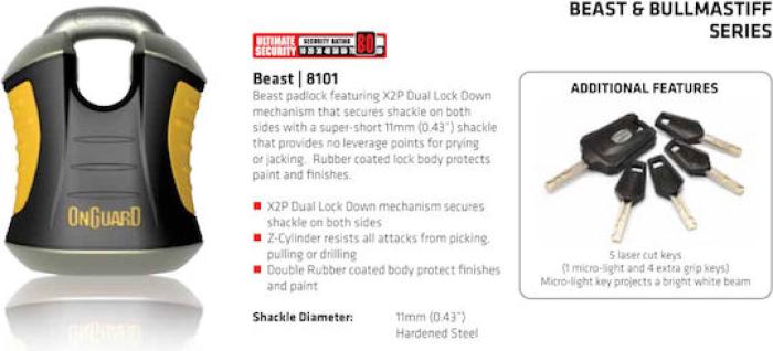 ONGUARD Beast 8018 Αλυσίδα Επικαλυμμένη 180cm x 12mm