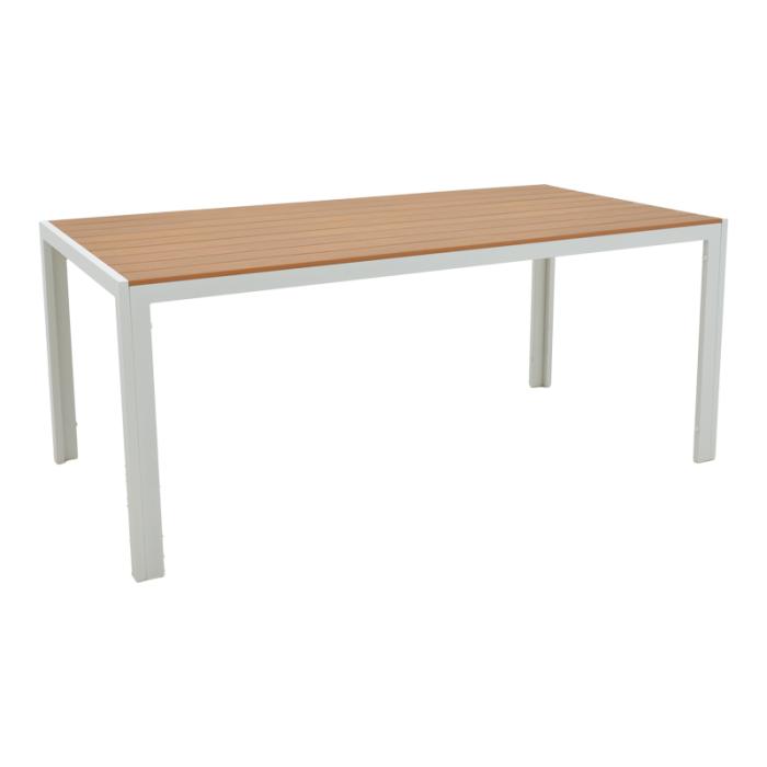 Τραπεζαρία Nares-Pino B σετ 7τεμ λευκό αλουμίνιο και plywood σε φυσική απόχρωση 180x90x72.5εκ
