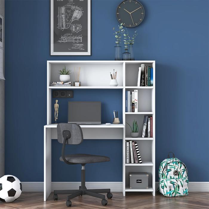 Γραφείο με βιβλιοθήκη Janson  λευκό 113x40x142εκ